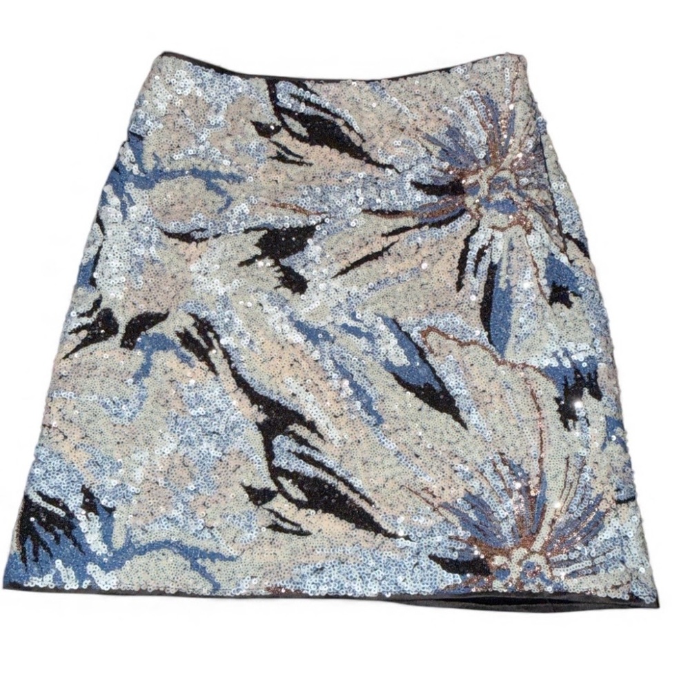 Guess Floral Sequin‎ Skirt - Blue and Cream